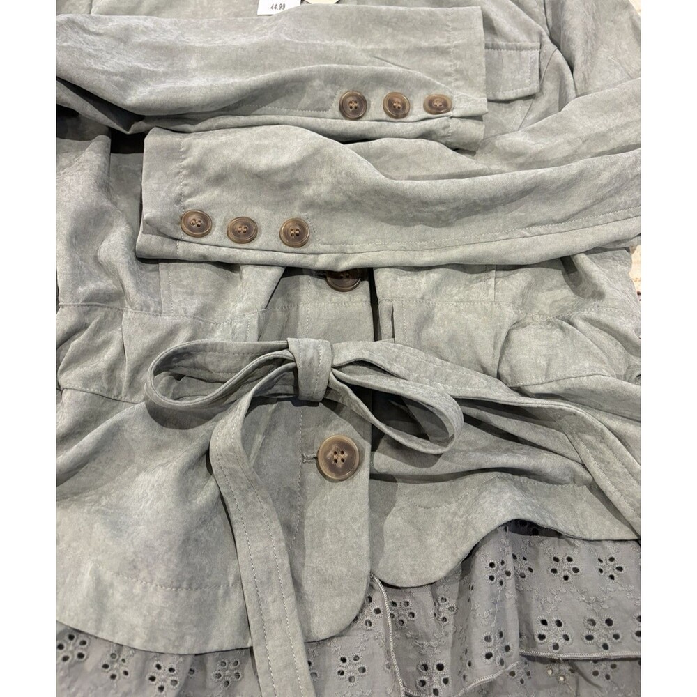Heritage Charm Jacket Womens Size L Eyelet Ruffle Lace Boho Sage Green Artsy NWT - Picture 5 of 11